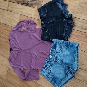 Package of 3! Willi Smith top S, Zara Jean shorts S 4, Annva Jean shorts M